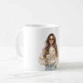 Glaube an Träume Mädchen Braunes Haar Tasse (Vorderseite Links)