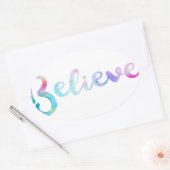 Glaube an Wasserfarben-Typografie-Kunst Ovaler Aufkleber (Umschlag)