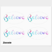 Glaube an Wasserfarben-Typografie-Kunst Ovaler Aufkleber (Blatt)