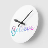 Glaube an Wasserfarben-Typografie-Kunst Runde Wanduhr (Winkel)