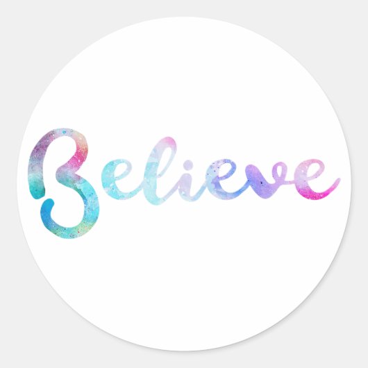 Glaube an Wasserfarben-Typografie-Kunst Runder Aufkleber (Vorderseite)