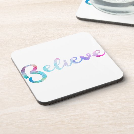 Glaube an Wasserfarben-Typografie-Kunst Untersetzer (Linke Seite)