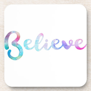 Glaube an Wasserfarben-Typografie-Kunst Untersetzer