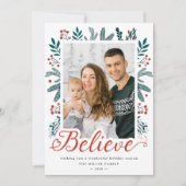 Glaube an Weihnachten Holly und Pine Berries Foto (Vorderseite)