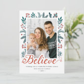 Glaube an Weihnachten Holly und Pine Berries Foto (Stehend Vorderseite)