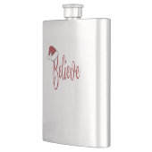 Glaube an Weihnachten mit roter Weihnachtsmannmütz Flachmann (Links)