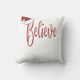 Glaube an Weihnachten mit roter Weihnachtsmannmütz Kissen