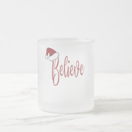 Glaube an Weihnachten mit roter Weihnachtsmannmütz Mattglastasse