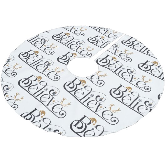 Glaube an Weihnachten Polyester Weihnachtsbaumdecke (Schrägansicht)