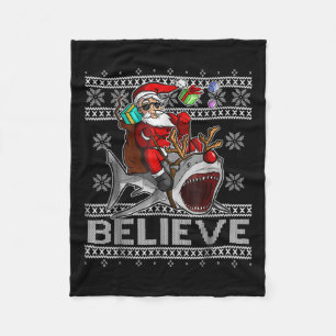 Glaube an Weihnachten Weihnachten Hai hässlich Sch Fleecedecke