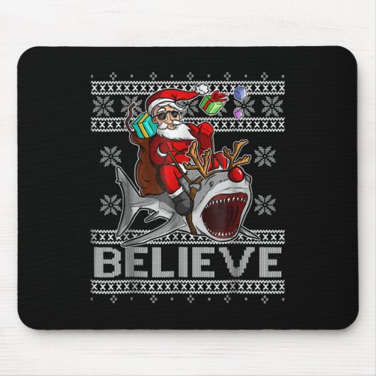 Glaube an Weihnachten Weihnachten Hai hässlich Sch Mousepad (Vorne)