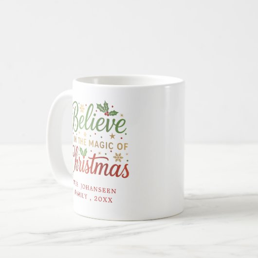 Glaube an Weihnachts-Script Moderne einfache Trend Kaffeetasse (Vorderseite Links)