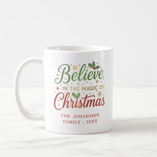 Glaube an Weihnachts-Script Moderne einfache Trend Kaffeetasse (Links)