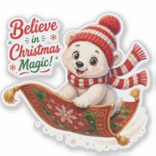 Glaube an Weihnachtsmagie Eisbär Aufkleber