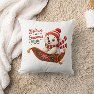 Glaube an Weihnachtsmagie Eisbär Kissen