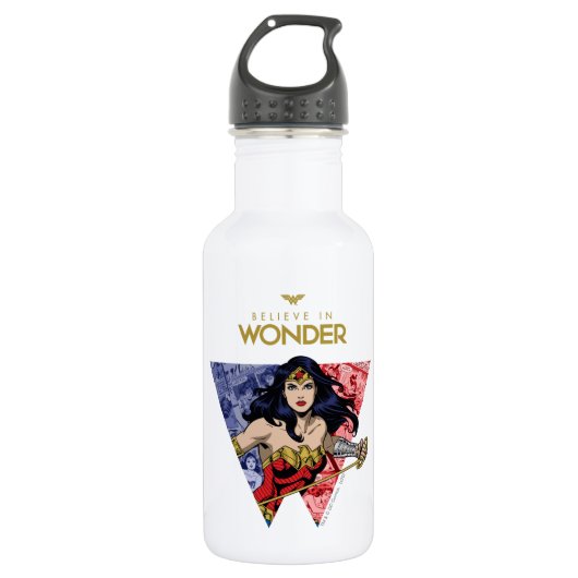 "Glaube an Wonder" Wonder Woman Lasso Comic Logo Edelstahlflasche (Vorderseite)