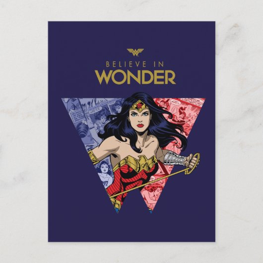 "Glaube an Wonder" Wonder Woman Lasso Comic Logo Einladungspostkarte (Vorderseite)