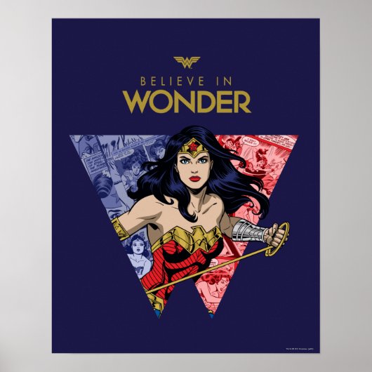 "Glaube an Wonder" Wonder Woman Lasso Comic Logo Poster (Vorne)