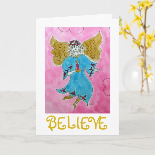 Glaube Angel - Weihnachtskarte Karte (Gelbe Blume)