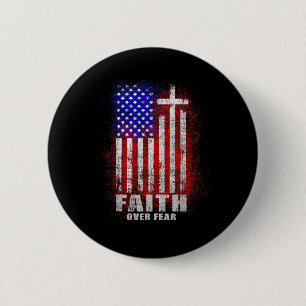 Glaube Angst Christliches Kreuz Jesus Christus Män Button