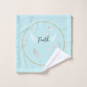 Glaube, Badezimmer-Dekoration, Blau, Handtuch-Set, Badhandtuch Set (Waschlappen)