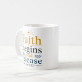 Glaube beginnt mit Loslassen Inspirierender Vers Kaffeetasse (Vorderseite Links)