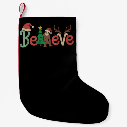 Glaube Bigfoot Sasquatch Santa Reindeer Weihnachte Kleiner Weihnachtsstrumpf (Vorderseite)