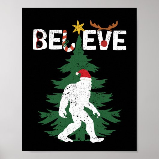 Glaube Bigfoot Sasquatch Yeti Weihnachtshut Poster (Vorne)