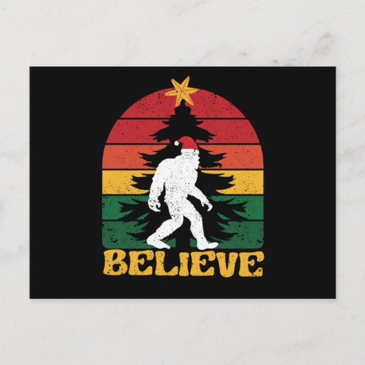 Glaube Bigfoot Sasquatch Yeti Weihnachtshut Postkarte (Vorderseite)