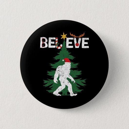 Glaube Bigfoot Sasquatch Yeti Weihnachtsmannmütze  Button (Vorderseite)