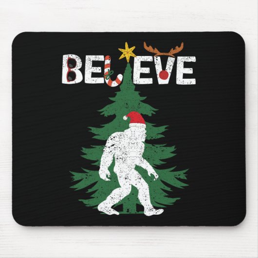 Glaube Bigfoot Sasquatch Yeti Weihnachtsmannmütze  Mousepad (Vorne)