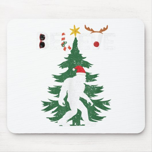 Glaube Bigfoot Sasquatch Yeti Weihnachtsmannmütze Mousepad (Vorne)