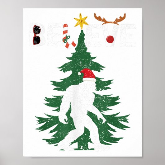 Glaube Bigfoot Sasquatch Yeti Weihnachtsmannmütze  Poster (Vorne)