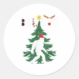 Glaube Bigfoot Sasquatch Yeti Weihnachtsmannmütze Runder Aufkleber