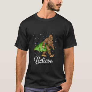 Glaube Bigfoot Weihnachtsbaum Lichter Xmas B T-Shirt