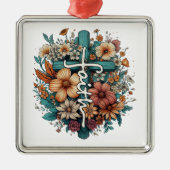 Glaube Blume überqueren religiöse Christliche Weih Ornament Aus Metall (Vorne)