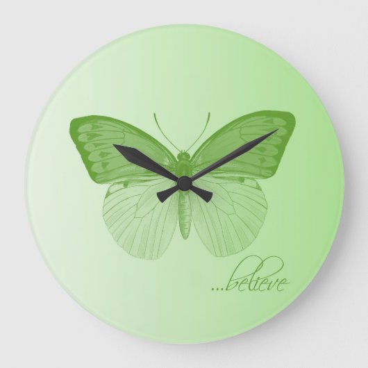 Glaube Butterfly Limon Große Wanduhr (Vorderseite)