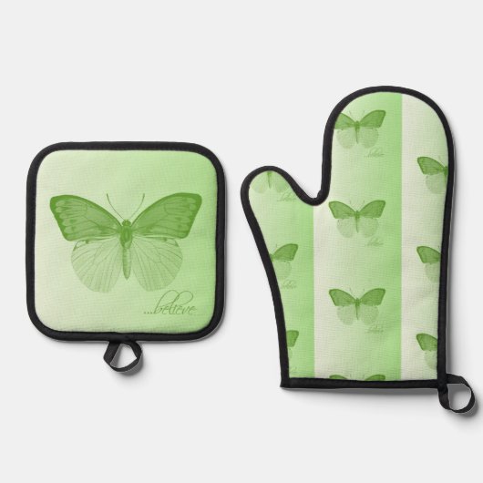 Glaube Butterfly Limon Ofenhandschuh & Topflappen-Set (Vorderseite)
