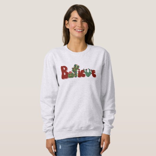 Glaube Cactus Christmas Retro Sweatshirt (Vorne ganz)