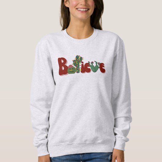 Glaube Cactus Christmas Retro Sweatshirt (Vorderseite)