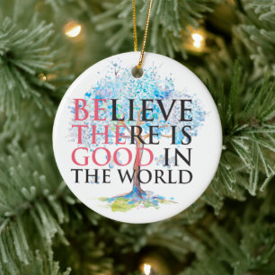 Glaube, dass es einen guten blauen blühenden Baum  Keramik Ornament