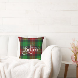 Glaube dekorative White Script Red Green Tartan Kissen