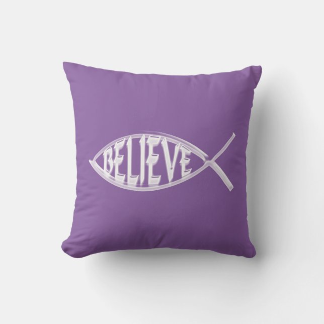 Glaube den Fischlavender Kissen (Vorderseite)