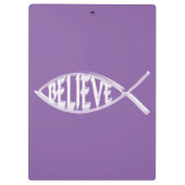 Glaube den Fischlavender Klemmbrett (Rückseite)