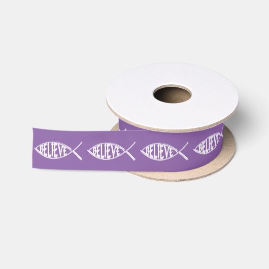 Glaube den Fischlavender Satinband (Spule)