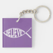 Glaube den Fischlavender Schlüsselanhänger (Rückseite)