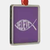 Glaube den Fischlavender Silbernes Ornament (Rechts)