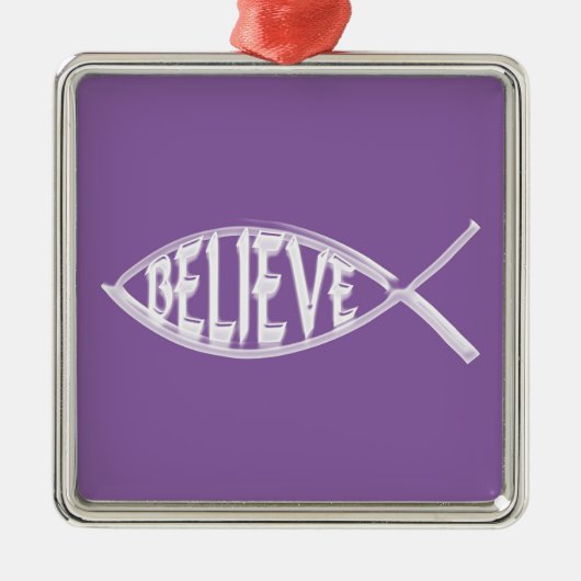 Glaube den Fischlavender Silbernes Ornament (Vorne)