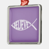 Glaube den Fischlavender Silbernes Ornament (Links)