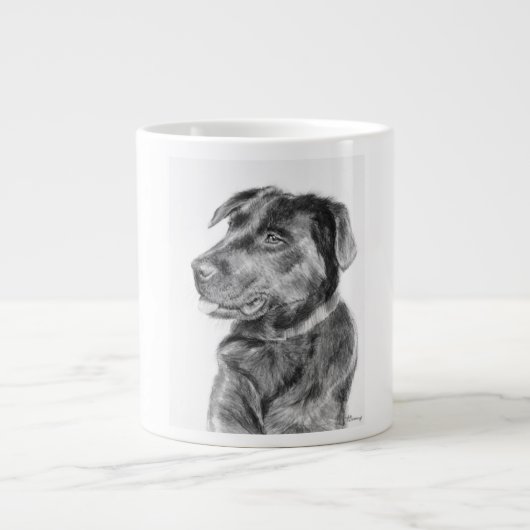 Glaube der schwarze Labrador Jumbo-Tasse (Vorderseite)